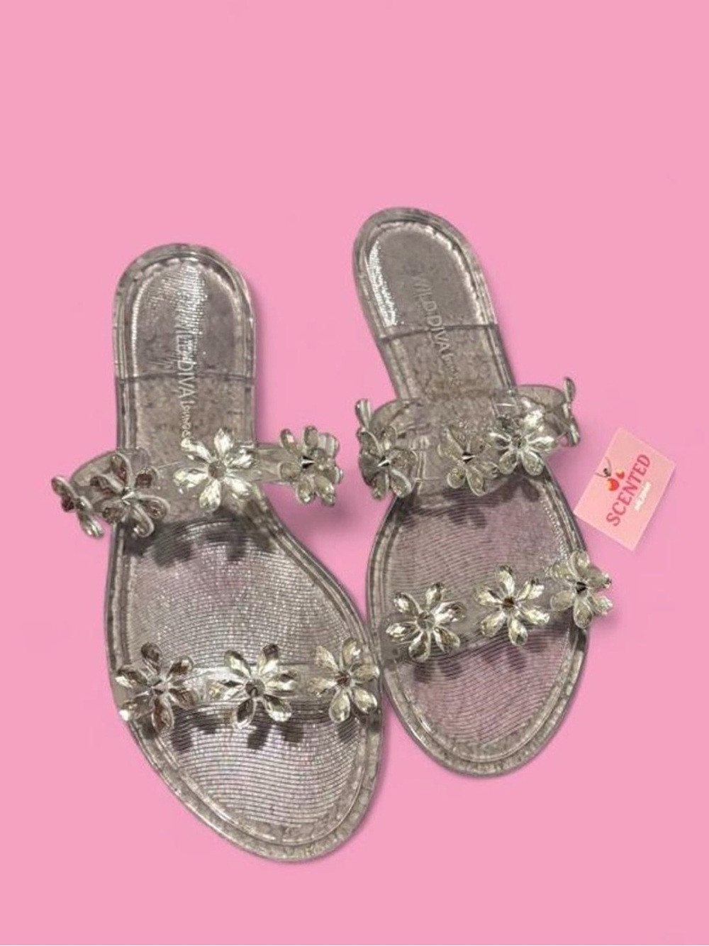 Brand New! Clear Floral Jelly Slide Sandals